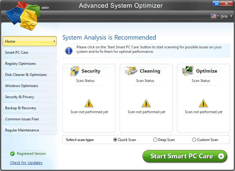 Download Advanced System Optimizer 3.9.3700.18392 - Dọn dẹp và tăng tốc hệ  thống